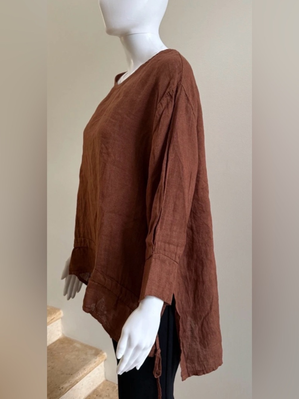 DEVITALIA Linen Ruffle Top Tunic, One Size - Picture 4 of 6